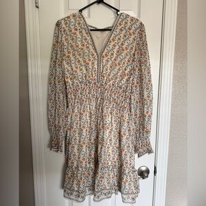Max Studio Orange Floral Long Sleeve Dress